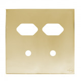 Placa p/ 2 Tomadas + 2 Furos 4x4 - Novara Glass Dourado